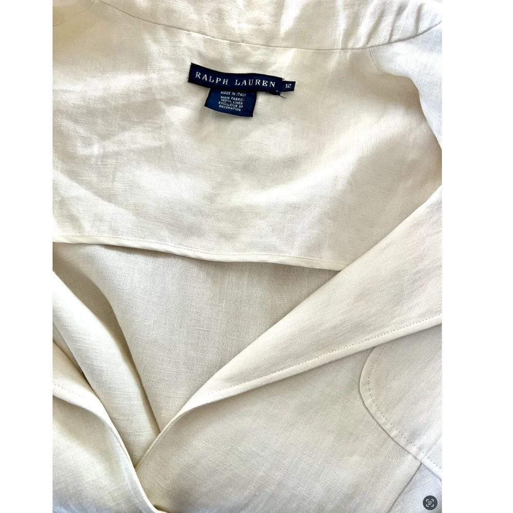 RALPH LAUREN BLUE LABEL Ivory Linen Single Button Blazer - Made In Italy - 12 - Picture 7 of 13